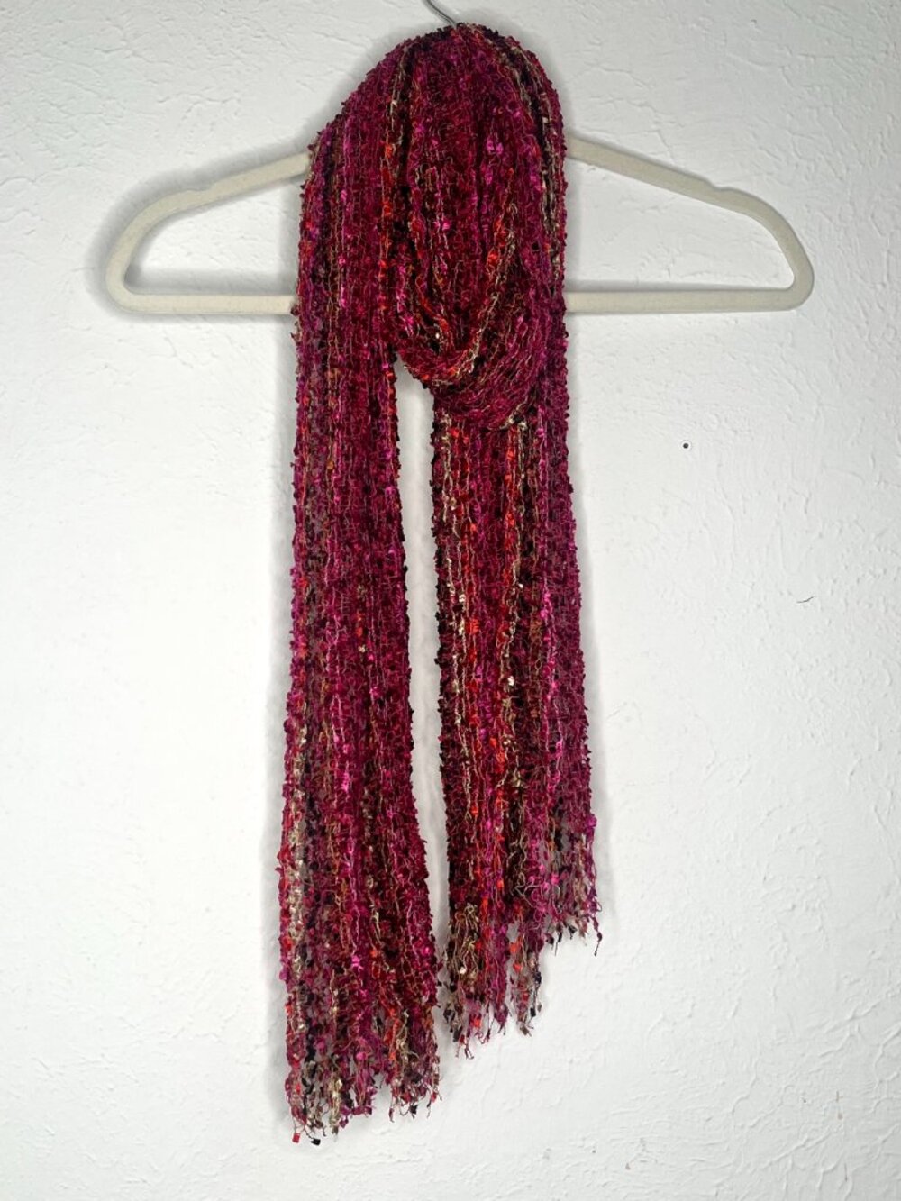 Womens Pink Multi-Use Woven Confetti Thread Scarf with Tassel Accents